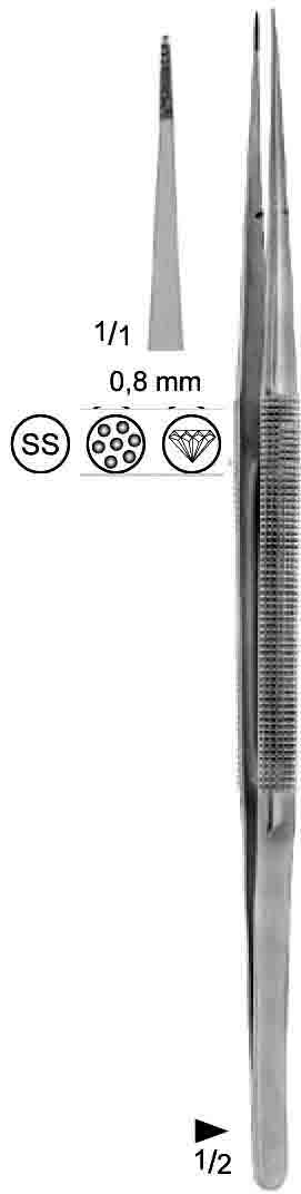 MİKRO SUTUR PENSETİ DİŞLİ 0.8MM DÜZ 18CM